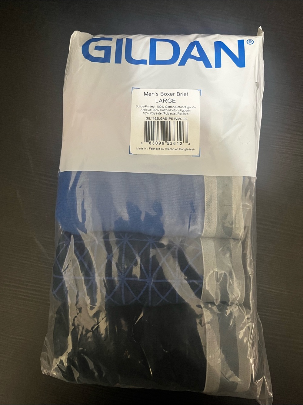 Gildan Men's Boxer Brief Size Large 5-Pack 100% Cotton